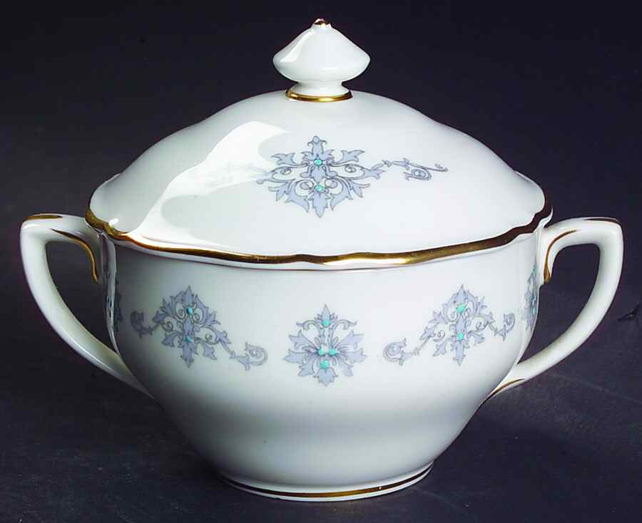 Blue Medallion Sugar Bowl & Lid by Royal Worcester-1