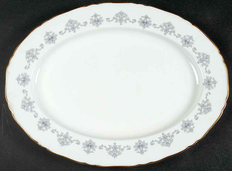 Blue Medallion 15" Oval Serving Platter by Royal Worcester-1