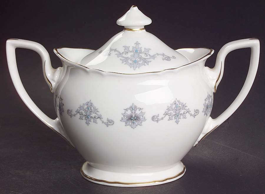 Blue Medallion Sugar Bowl & Lid by Royal Worcester-1