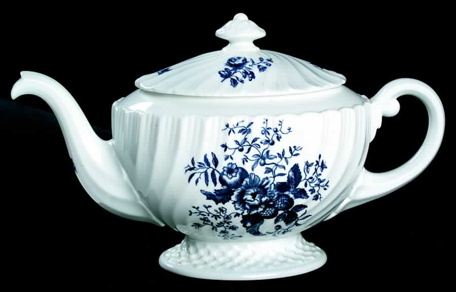 Blue Sprays (White) Teapot & Lid by Royal Worcester-1