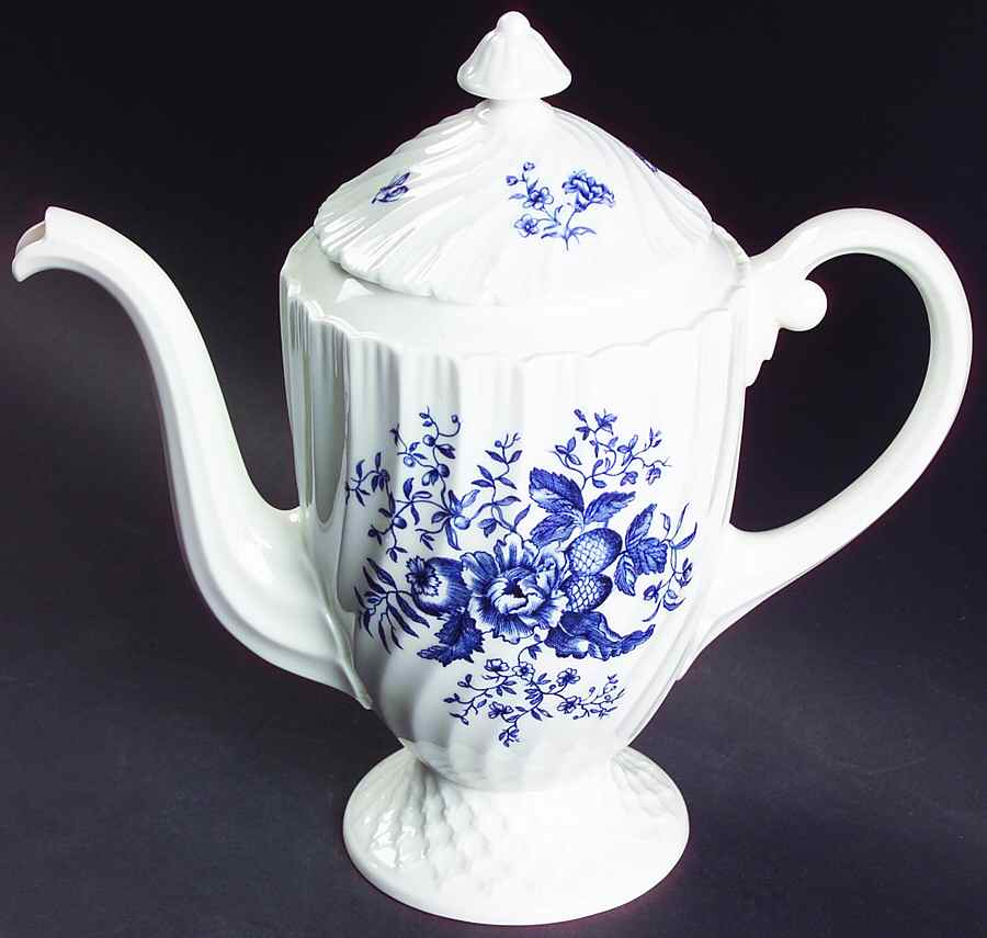 Blue Sprays (White) Coffee Pot & Lid by Royal Worcester-1
