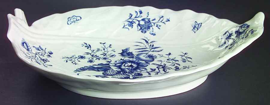 Blue Sprays (White) 13" Leaf Dish by Royal Worcester-1