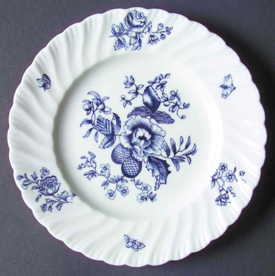 Blue Sprays (White) Bread & Butter Plate by Royal Worcester-1