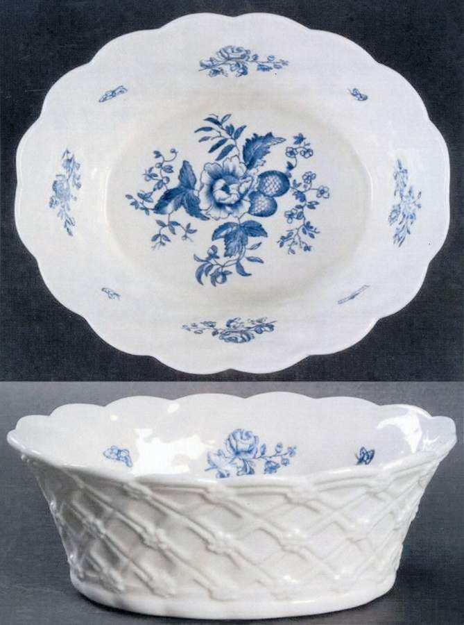 Blue Sprays (White) 6" Oval All Purpose Bowl by Royal Worcester-1