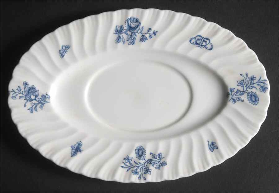 Blue Sprays (White) Underplate for Gravy Boat by Royal Worcester-1