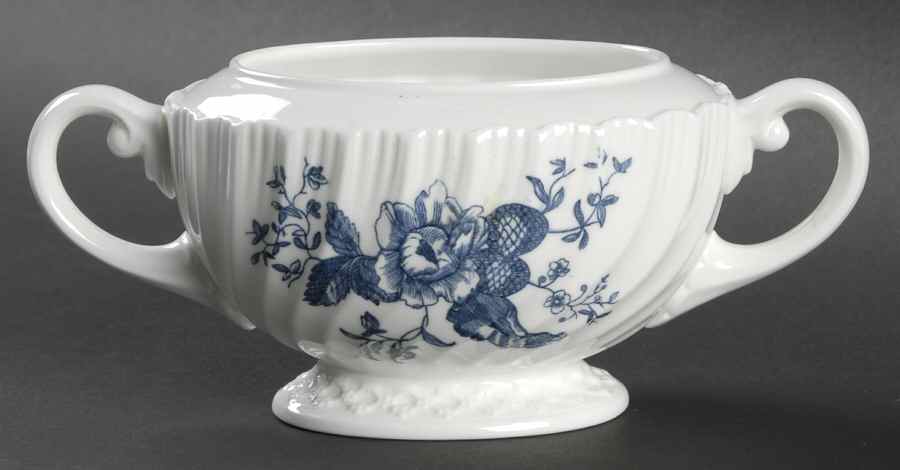 Blue Sprays (White) Sugar Bowl No Lid by Royal Worcester-1