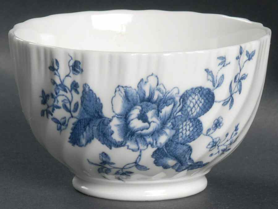 Blue Sprays (White) Open Sugar Bowl by Royal Worcester-1