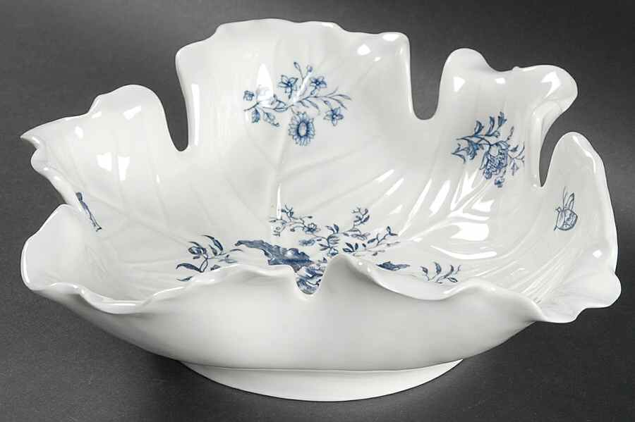 Blue Sprays (White) 9" Leaf Bowl by Royal Worcester-1