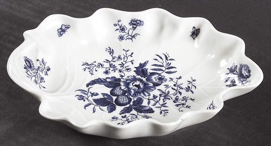 Blue Sprays (White) 9" Leaf Dish by Royal Worcester-1