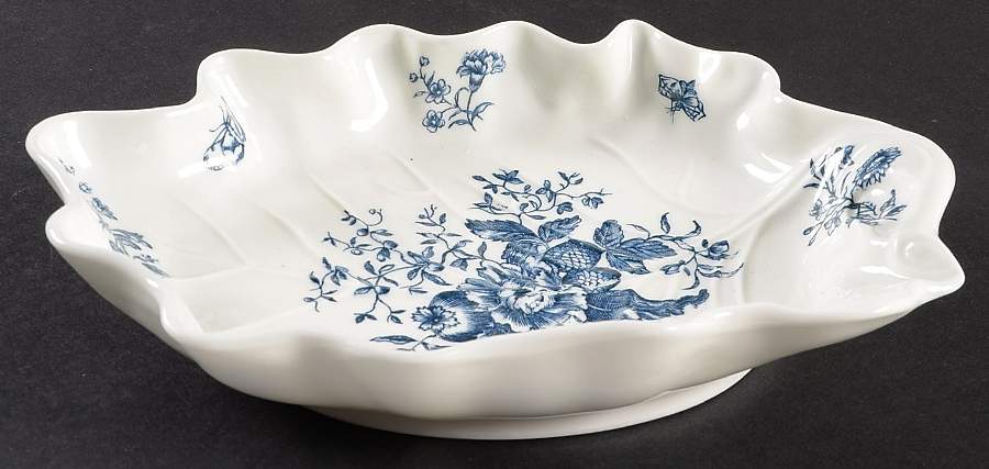 Blue Sprays (White) 7" Leaf Dish by Royal Worcester-1