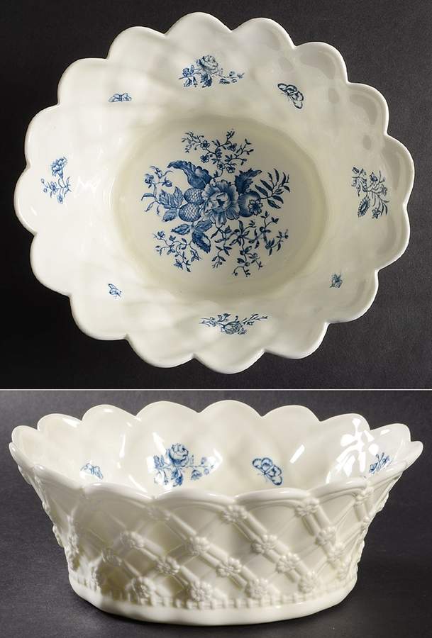 Blue Sprays (White) 7" Oval All Purpose Bowl by Royal Worcester-1