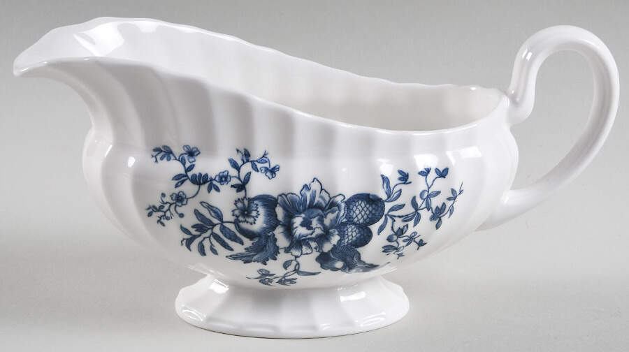 Blue Sprays (Ribbed) Gravy Boat by Royal Worcester-1