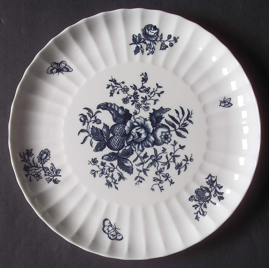 Blue Sprays (Ribbed) Cake Plate by Royal Worcester-1