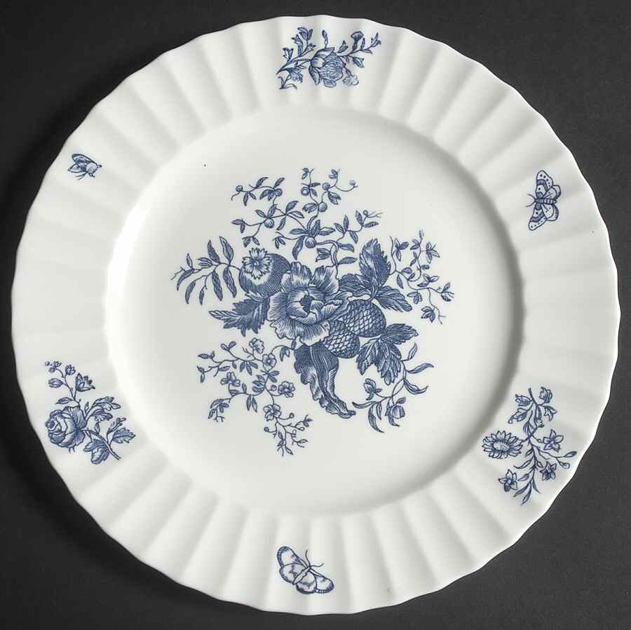 Blue Sprays (Ribbed) Luncheon Plate by Royal Worcester-1