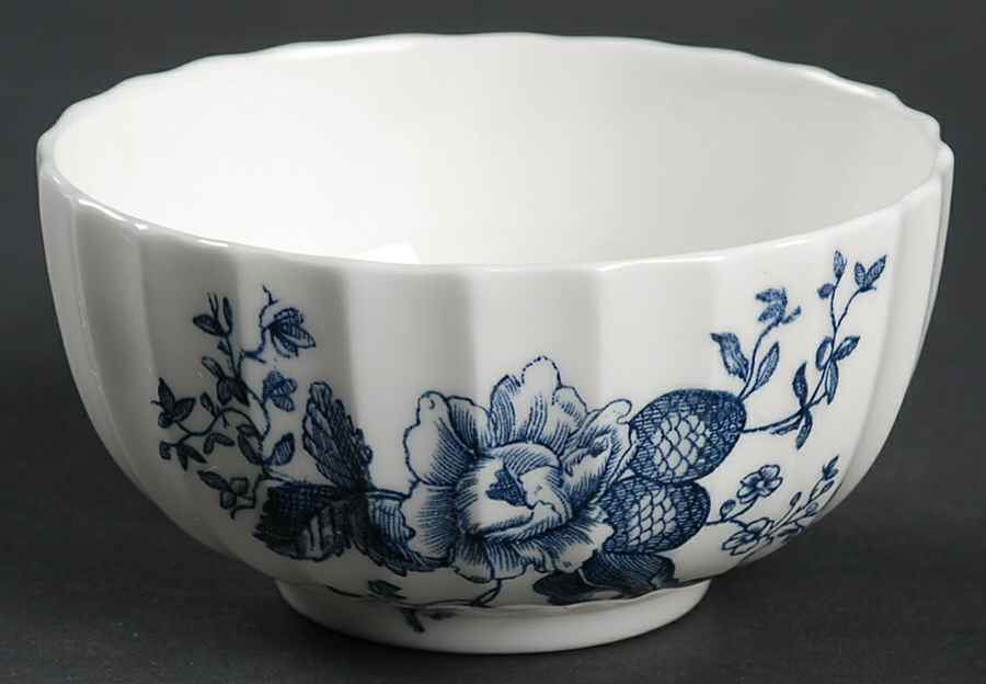 Blue Sprays (Ribbed) Open Sugar Bowl by Royal Worcester-1