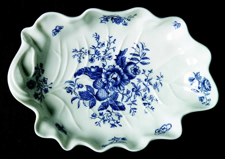 Blue Sprays (Cream) Leaf Shaped Dish by Royal Worcester-1