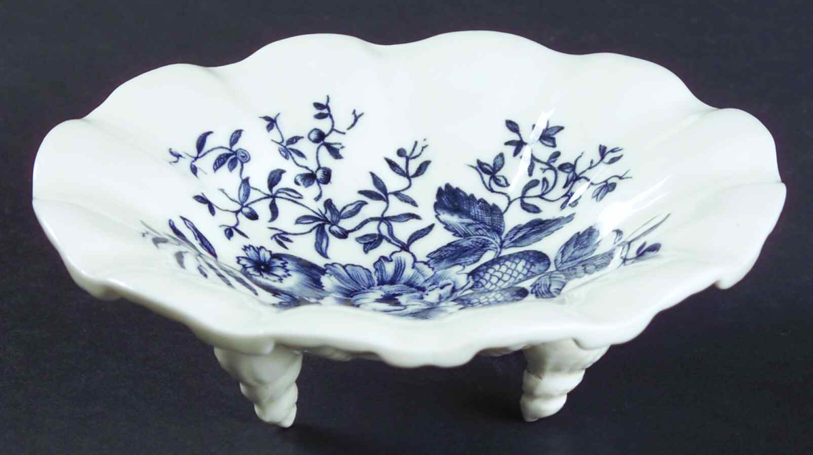 Blue Sprays (Cream) Small Shell Shaped Dish by Royal Worcester-1