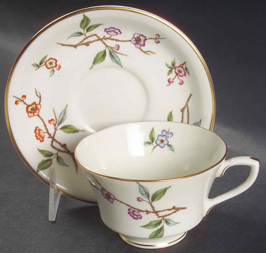 Blossom Time Footed Cup & Saucer Set by Royal Worcester-1