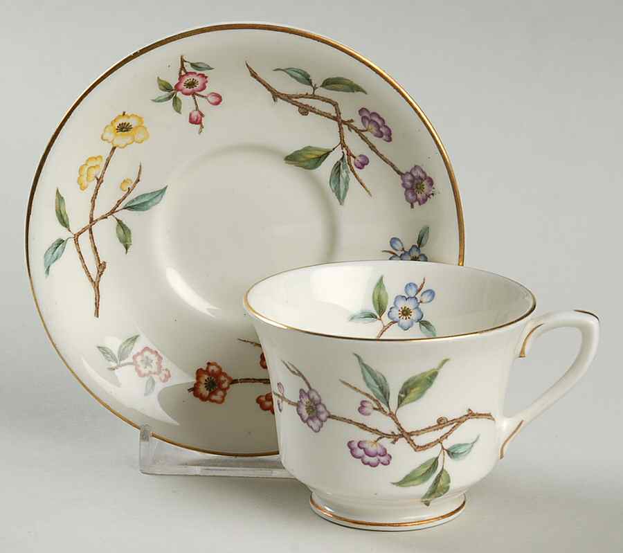 Blossom Time Footed Demitasse Cup & Saucer Set by Royal Worcester-1
