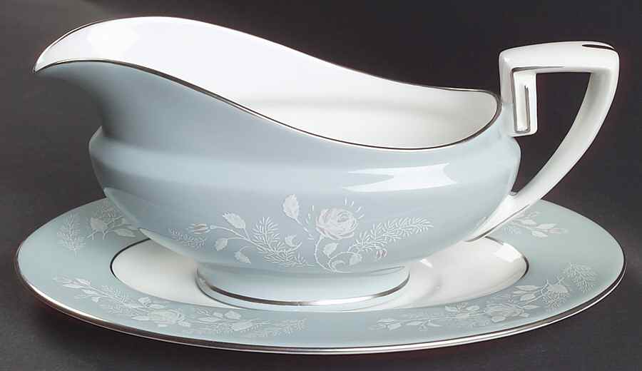 Bridal Rose Gravy Boat & Underplate by Royal Worcester-1
