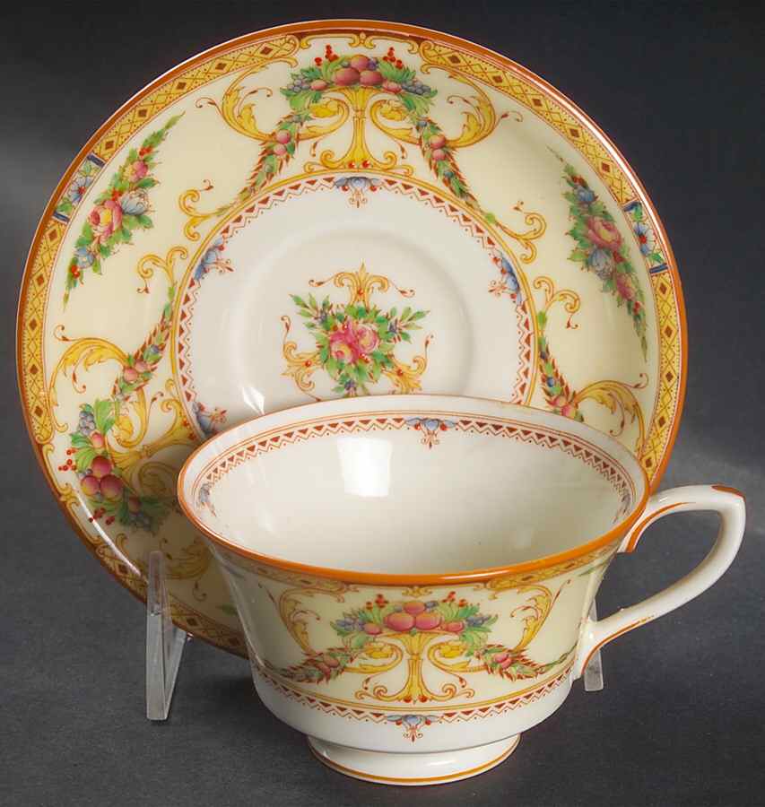 Buckingham Yellow Footed Cup & Saucer Set by Royal Worcester-1