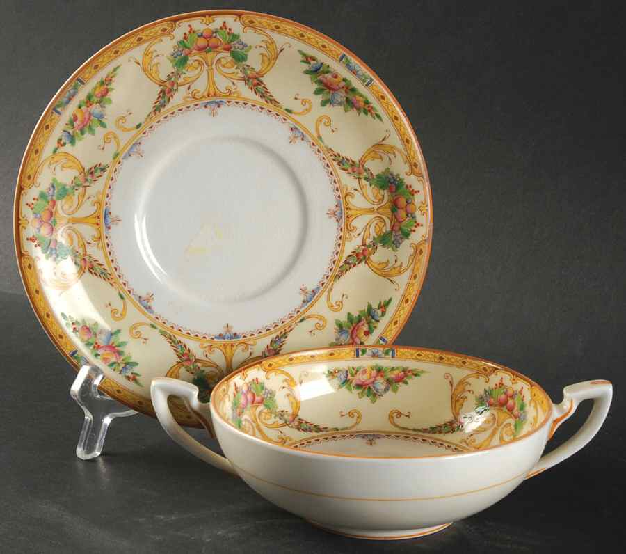 Buckingham Yellow Flat Cream Soup Bowl & Saucer Set by Royal Worcester-1