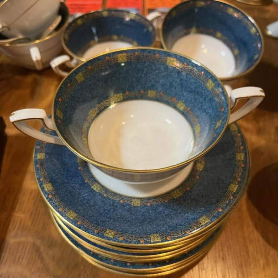C1105 Footed Cream Soup Bowl & Saucer Set by Royal Worcester-1
