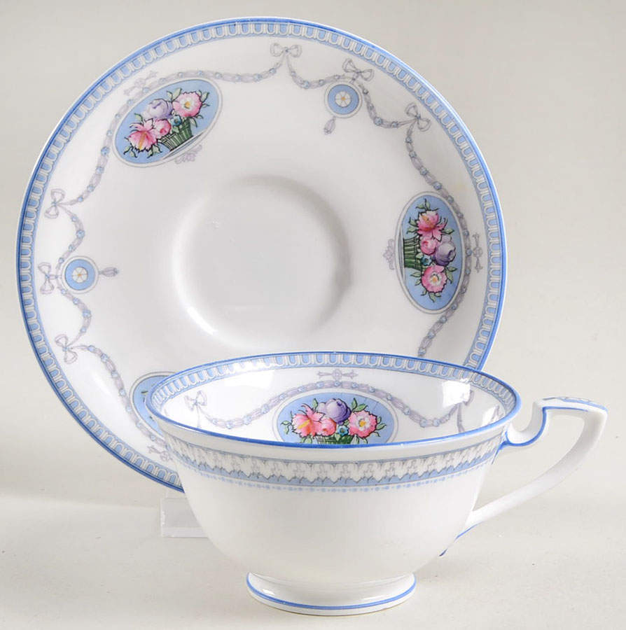 Cameo Footed Cup & Saucer Set by Royal Worcester-1