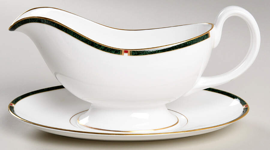 Carina Green Gravy Boat & Underplate by Royal Worcester-1