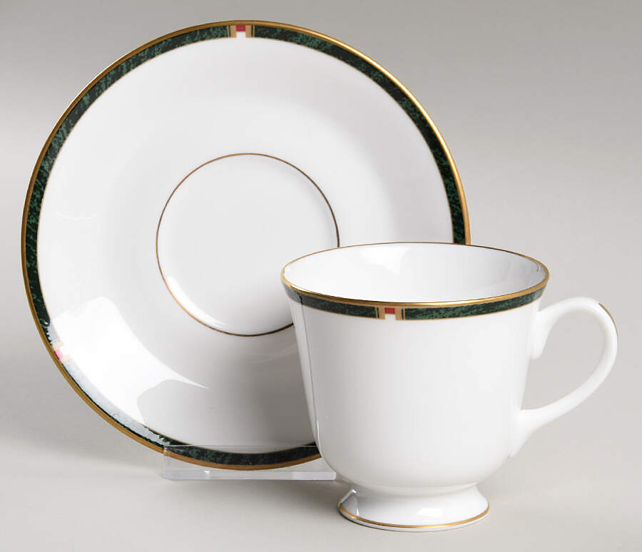 Carina Green Footed Cup & Saucer Set by Royal Worcester-1