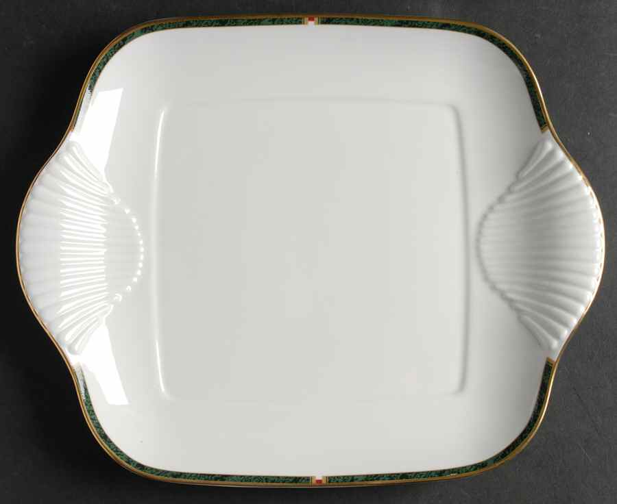 Carina Green Square Handled Cake Plate by Royal Worcester-1