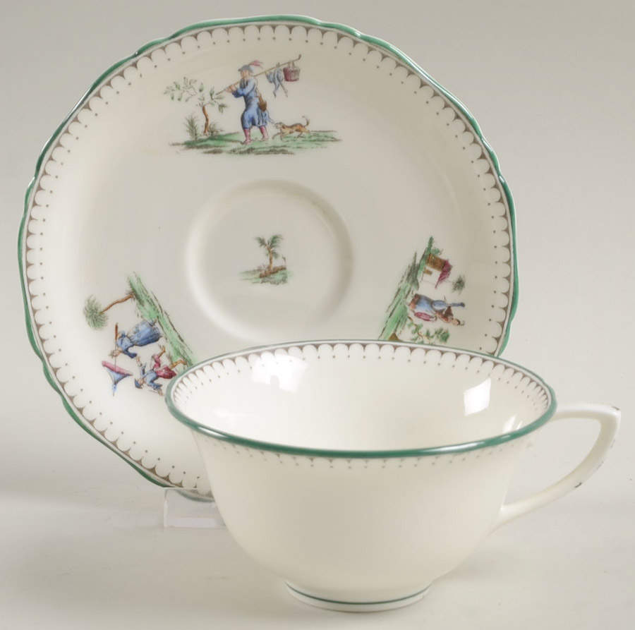 Canton Footed Cup & Saucer Set by Royal Worcester-1