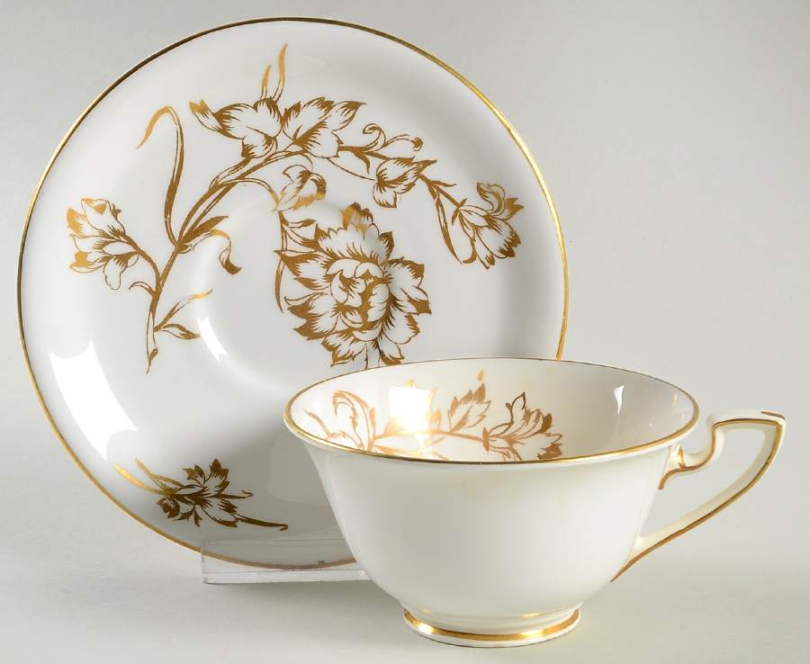 Carnation Footed Cup & Saucer Set by Royal Worcester-1