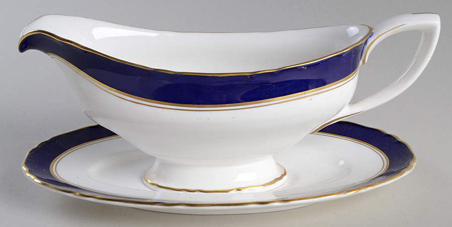 Cavendish Blue Gravy Boat & Underplate by Royal Worcester-1