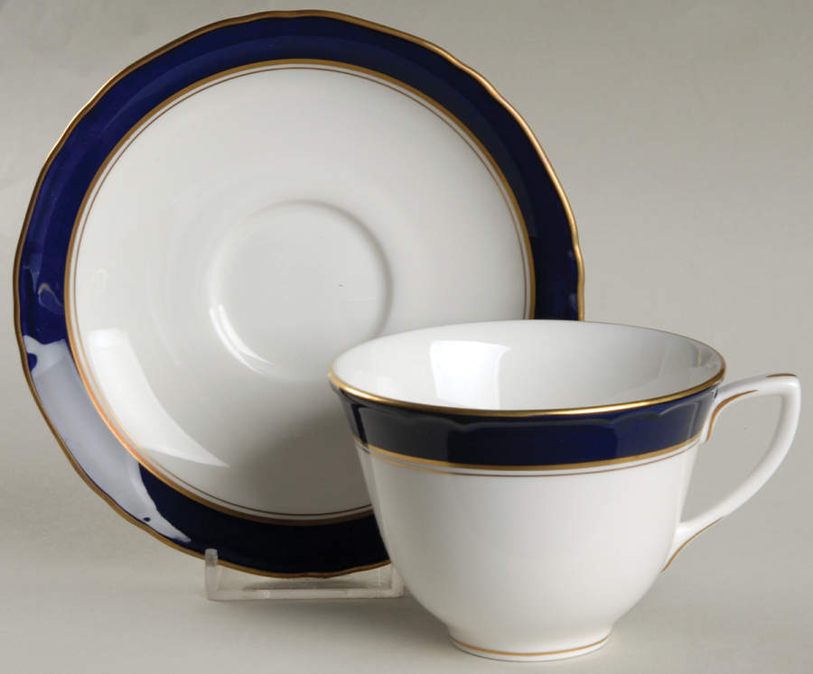 Cavendish Blue Flat Cup & Saucer Set by Royal Worcester-1