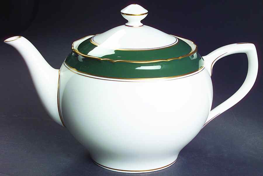 Cavendish Leather Green Teapot & Lid by Royal Worcester-1