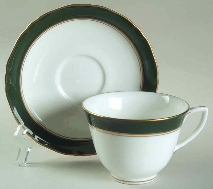 Cavendish Leather Green Flat Cup & Saucer Set by Royal Worcester-1