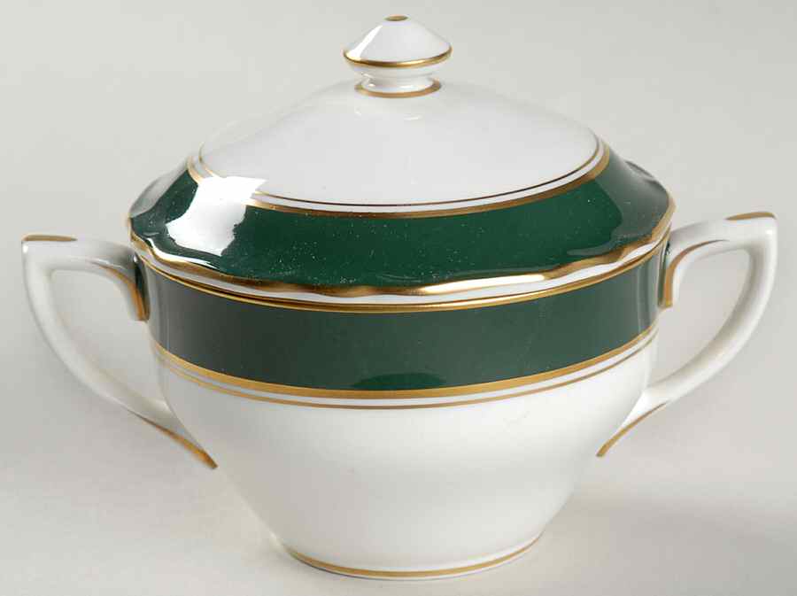Cavendish Leather Green Mini Sugar Bowl & Lid by Royal Worcester-1