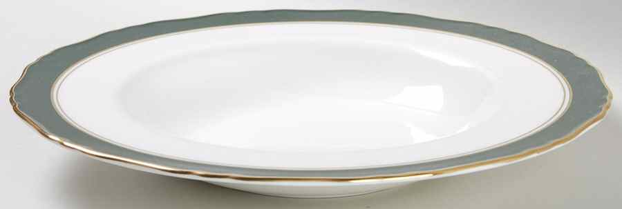 Cavendish Leather Green Large Rim Soup Bowl by Royal Worcester-1