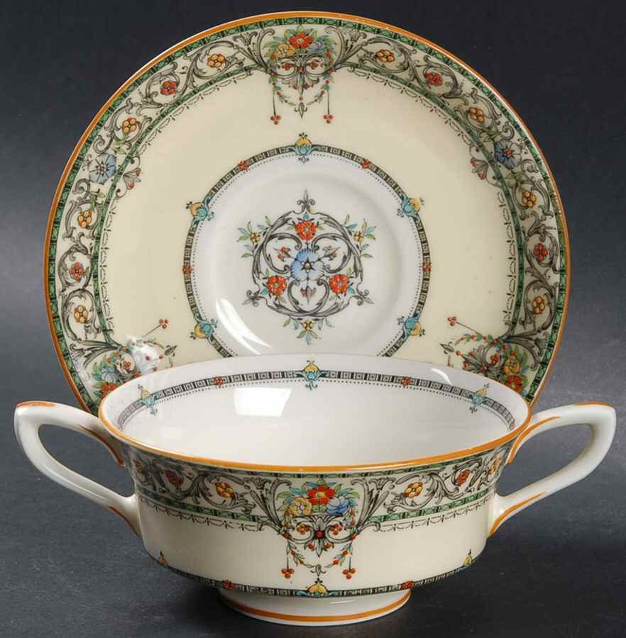 Chantilly Footed Bouillon Cup & Saucer by Royal Worcester-1
