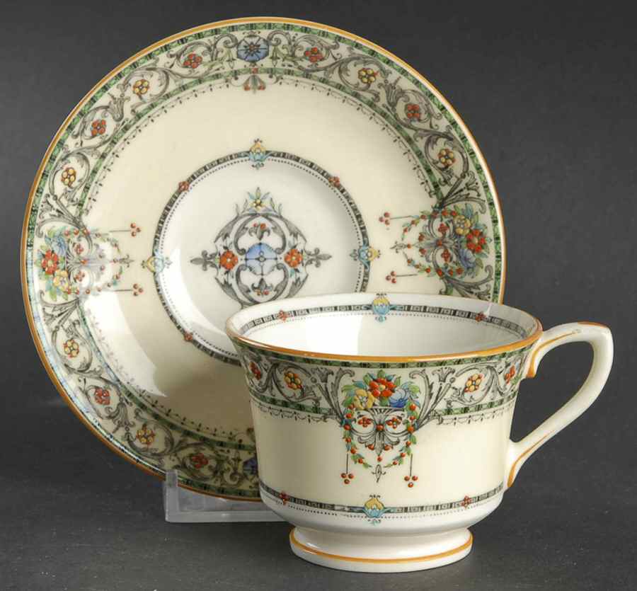 Chantilly Footed Demitasse Cup & Saucer Set by Royal Worcester-1
