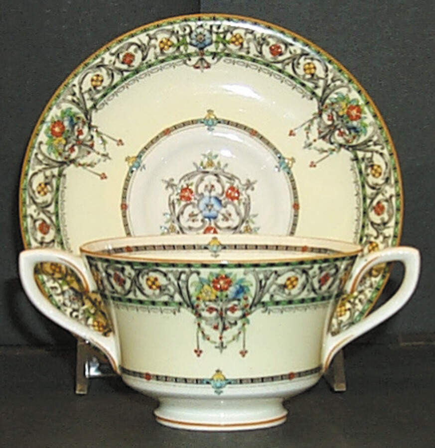 Chantilly Footed Bouillon Cup & Saucer by Royal Worcester-1