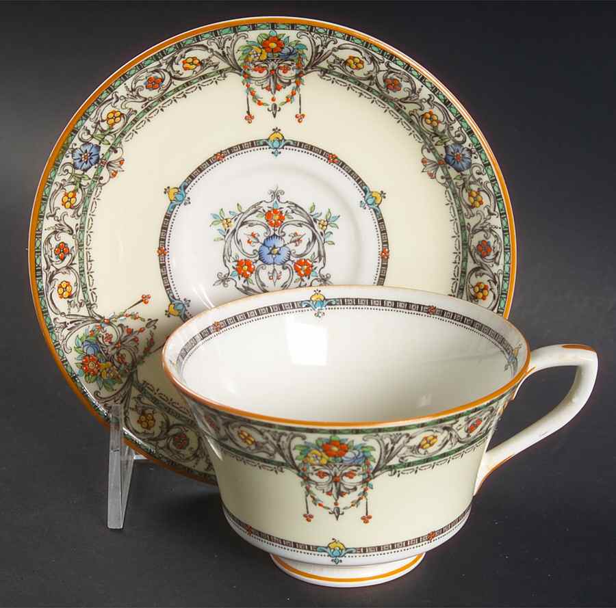 Chantilly Footed Cup & Saucer Set by Royal Worcester-1