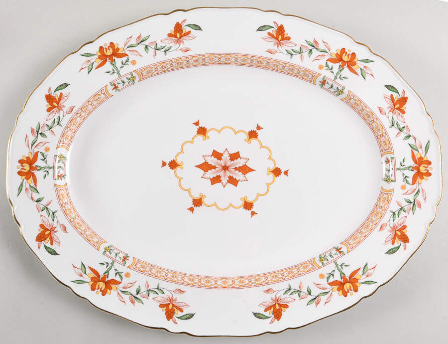 Chamberlain Orange 17" Oval Serving Platter by Royal Worcester-1