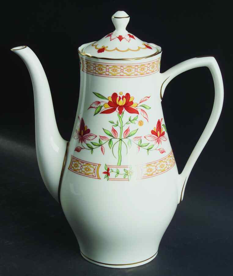 Chamberlain Orange Coffee Pot & Lid by Royal Worcester-1