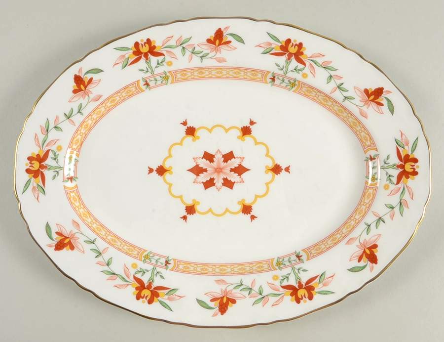 Chamberlain Orange 13" Oval Serving Platter by Royal Worcester-1