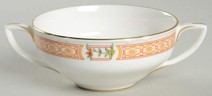 Chamberlain Orange Flat Cream Soup Bowl by Royal Worcester-1