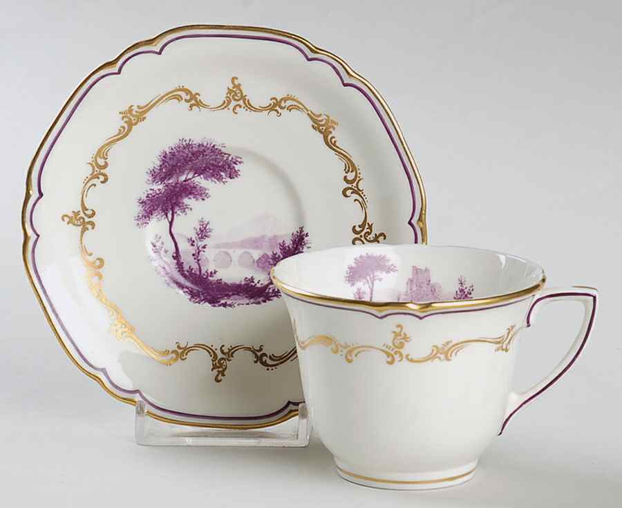 The Chamberlain Purple (Z184 1/2) Footed Demitasse Cup & Saucer Set by Royal Worcester-1