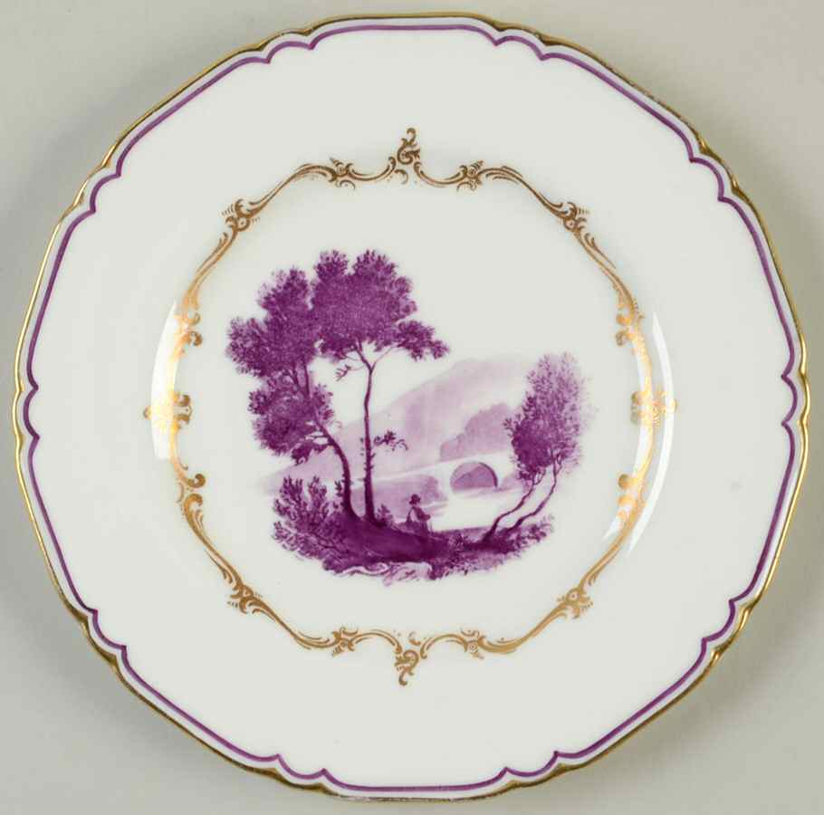The Chamberlain Purple (Z184 1/2) Bread & Butter Plate by Royal Worcester-1