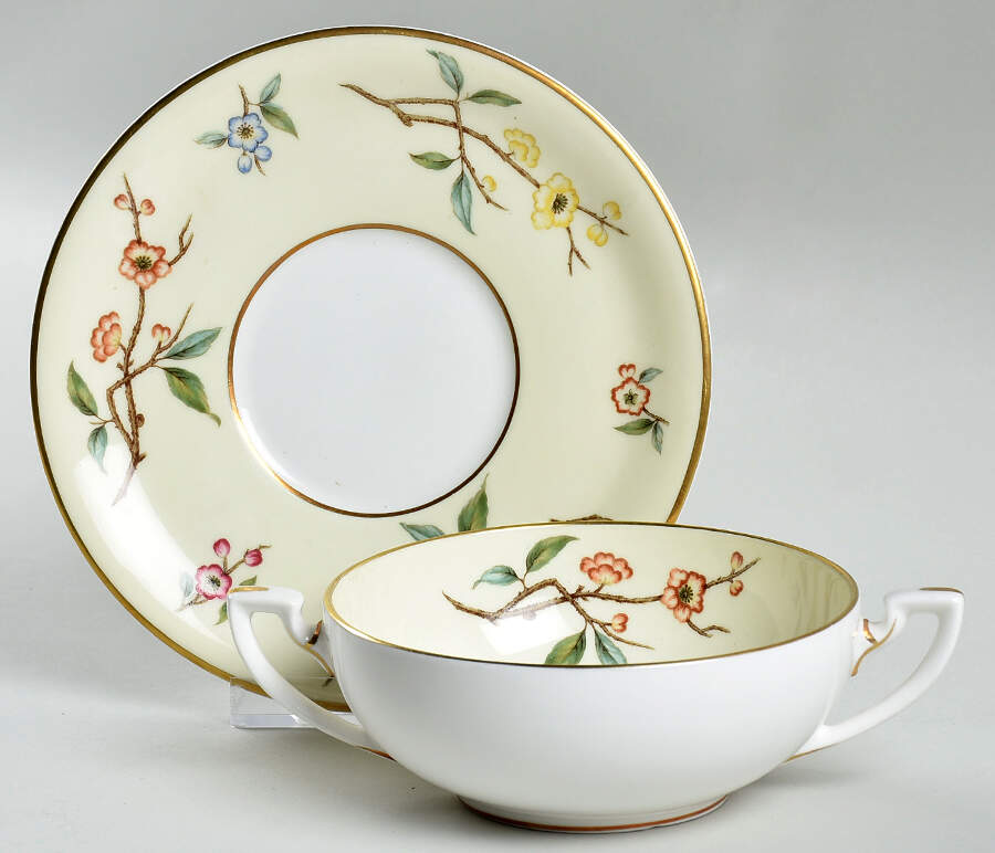 Chevy Chase Flat Cream Soup Bowl & Saucer Set by Royal Worcester-1